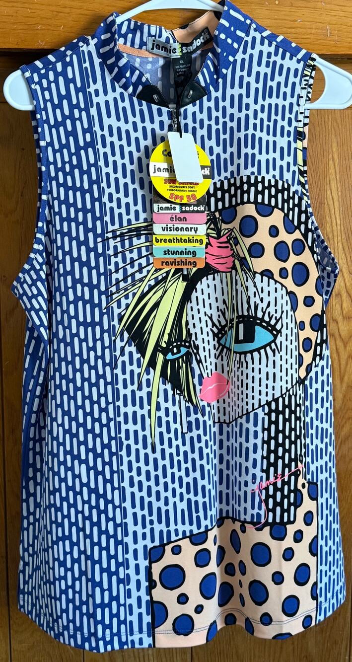 NWT - Jamie Sadock Chloe Print Halter Golf Top Sleeveless XL